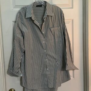 Black and White Striped Button Down Shirt